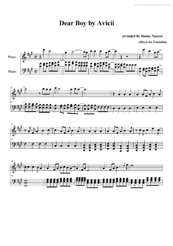 Partitura da música Dear Boy