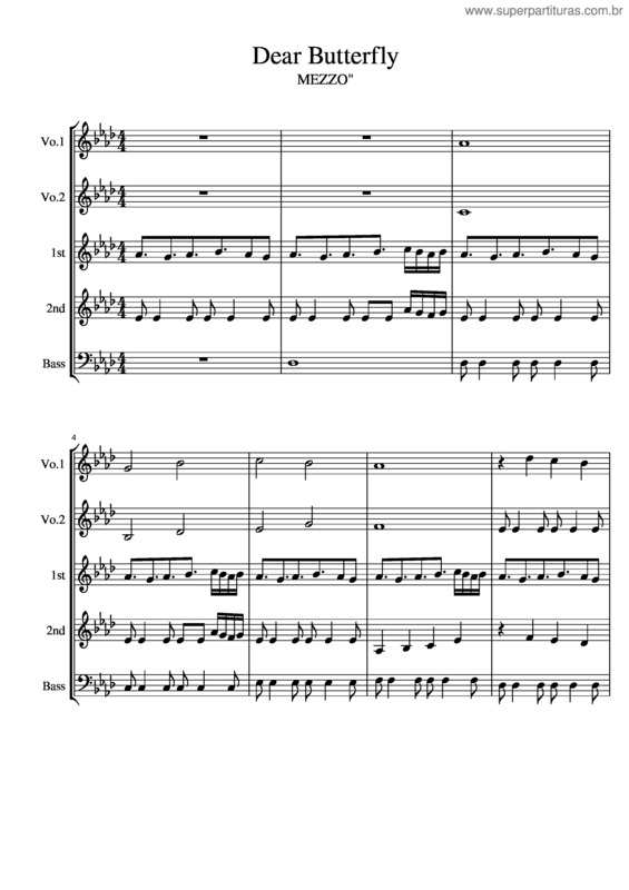 Partitura da música Dear Butterfly