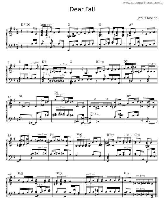 Partitura da música Dear Fall – Jesus Molina