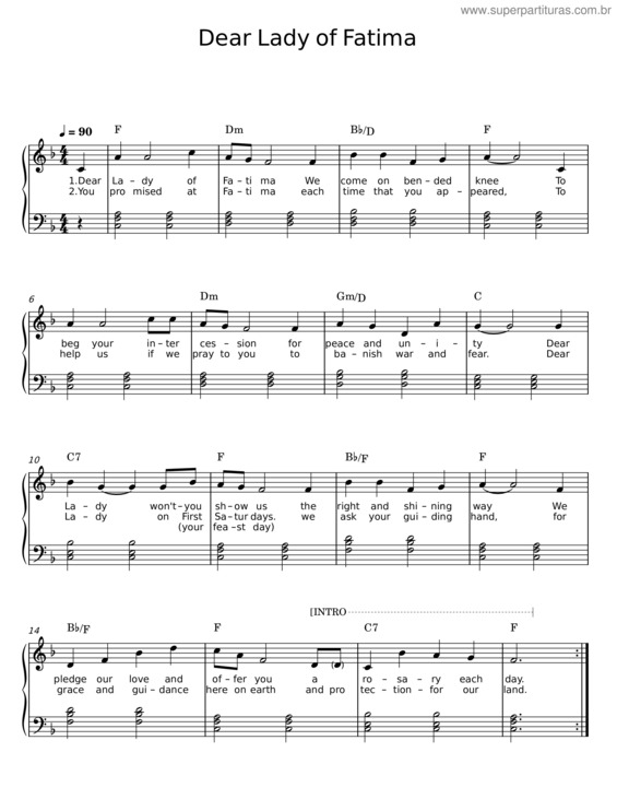 Partitura da música Dear Lady Of Fatima v.2