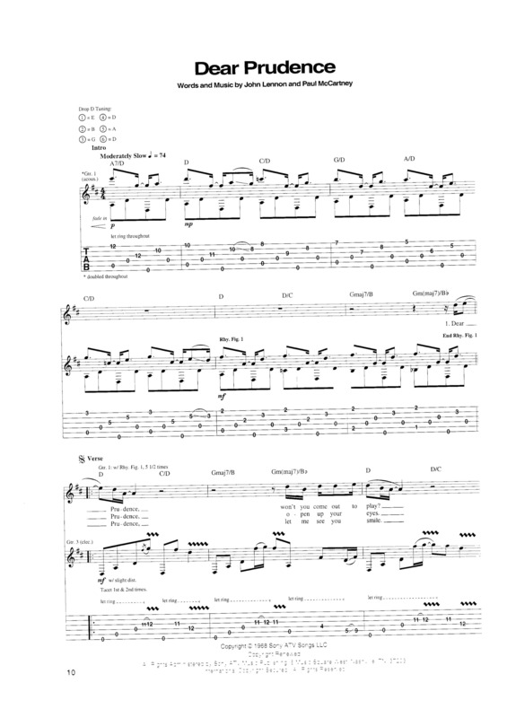 Partitura da música Dear Prudence v.5