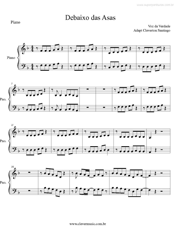 Partitura da música Debaixo Das Asas