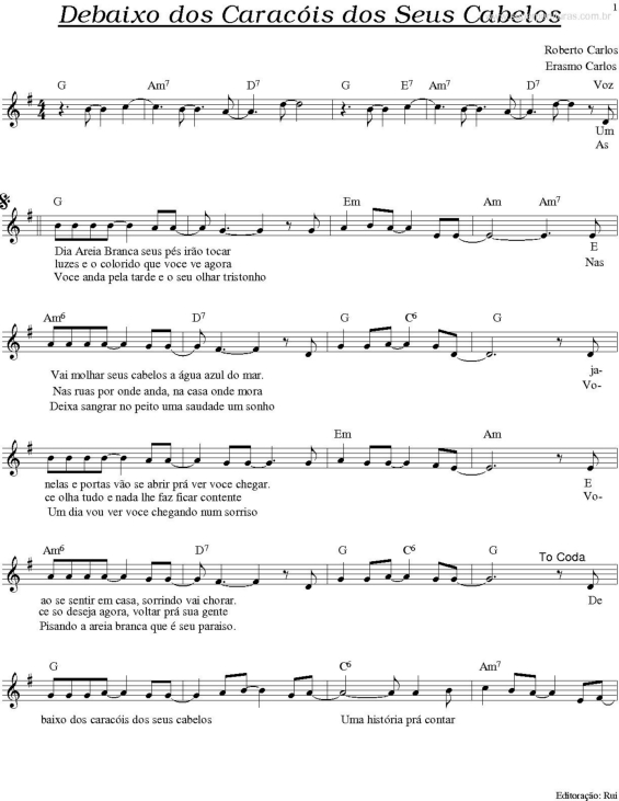 Partitura da música Debaixo Dos Caracóis Dos Seus Cabelos v.2