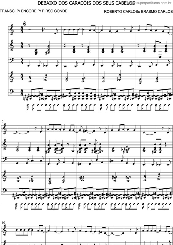 Partitura da música Debaixo Dos Caracois Dos Seus Cabelos v.3
