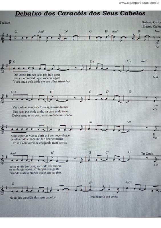 Partitura da música Debaixo Dos Caracóis Dos Seus Cabelos v.4