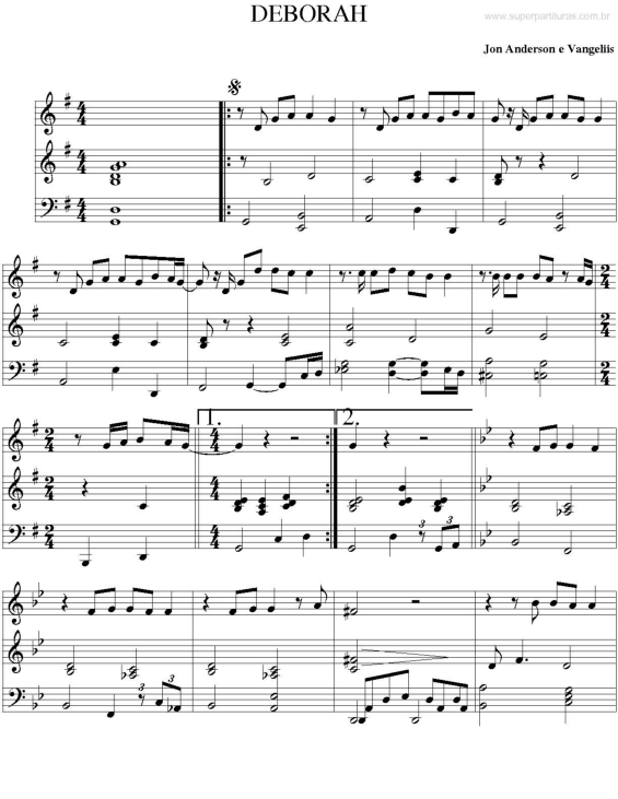 Partitura da música Deborah