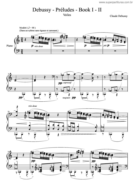 Partitura da música Debussy – Préludes – Book I – Ii