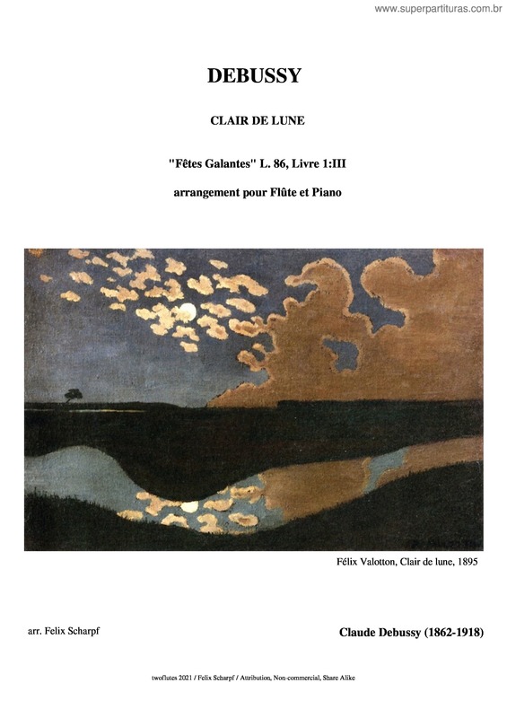 Partitura da música Debussy, Claude – Clair De Lune