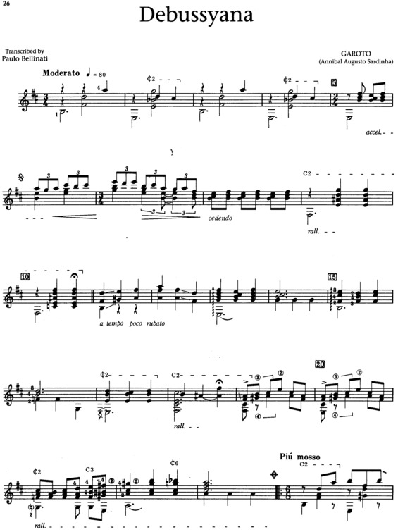 Partitura da música Debussyana