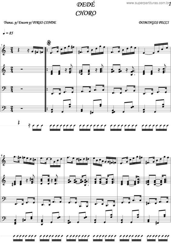 Partitura da música Dedé v.3