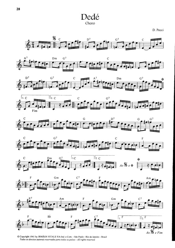 Partitura da música Dedé v.4