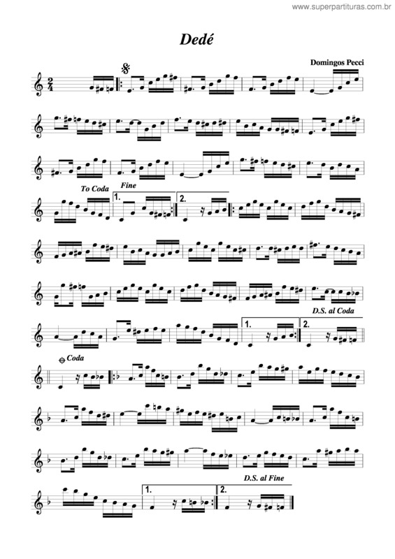 Partitura da música Dedé