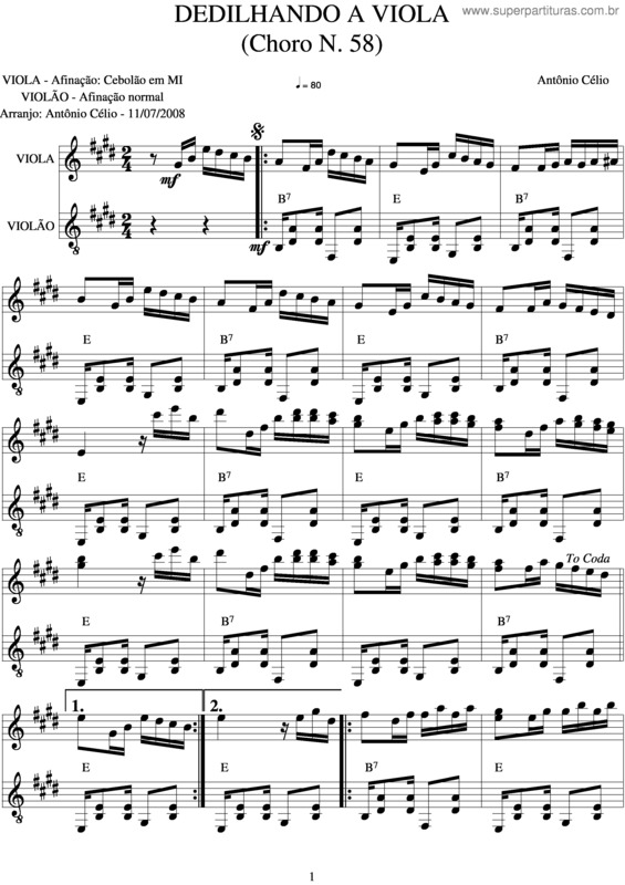 Partitura da música Dedilhando v.6