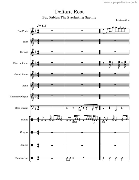 Partitura da música Defiant Root – Bug Fables
