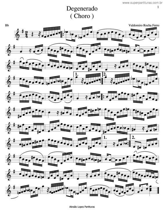 Partitura da música Degenerado