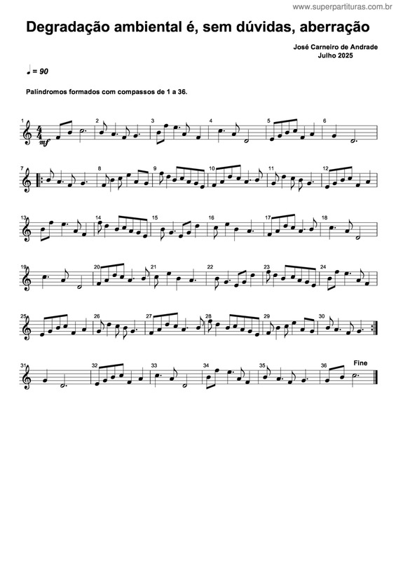 Partitura da música Degradação Ambiental É, Sem Dúvidas, Aberração