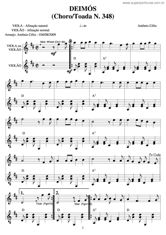 Partitura da música Deimósn