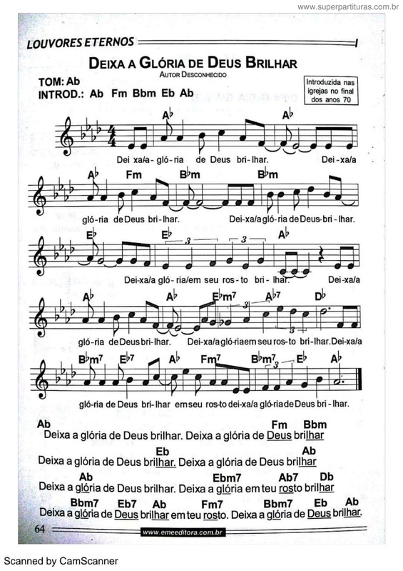 Partitura da música Deixa A Glória De Deus Brilhar