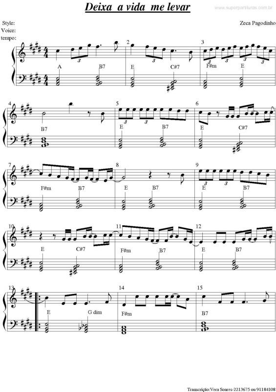 Partitura da música Deixa a Vida me Levar v.2