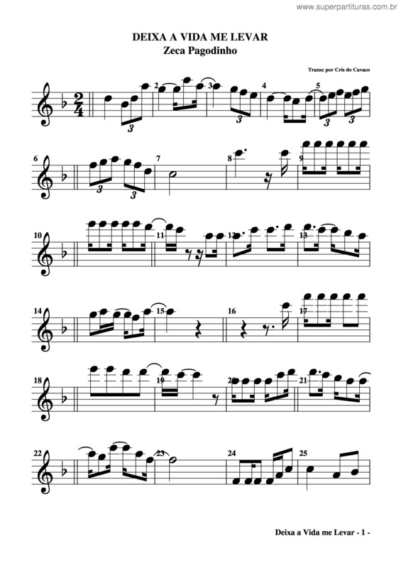 Partitura da música Deixa A Vida Me Levar v.3