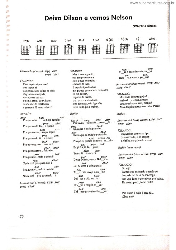 Partitura da música Deixa Dilson E Vamos Nelson