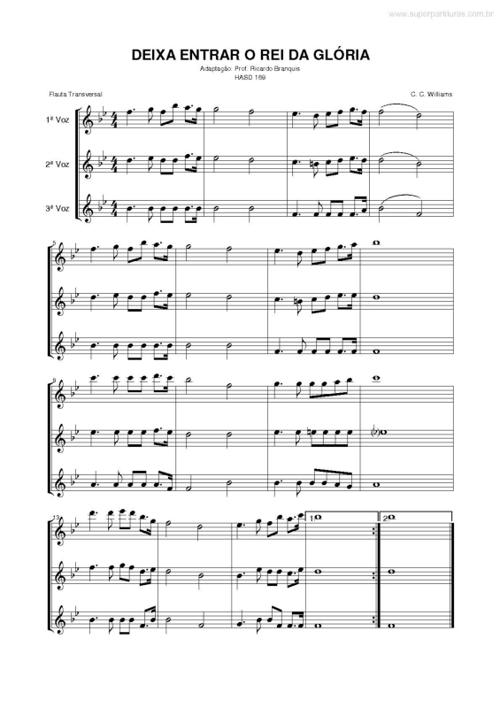 Partitura da música Deixa Entrar o Rei da Glória