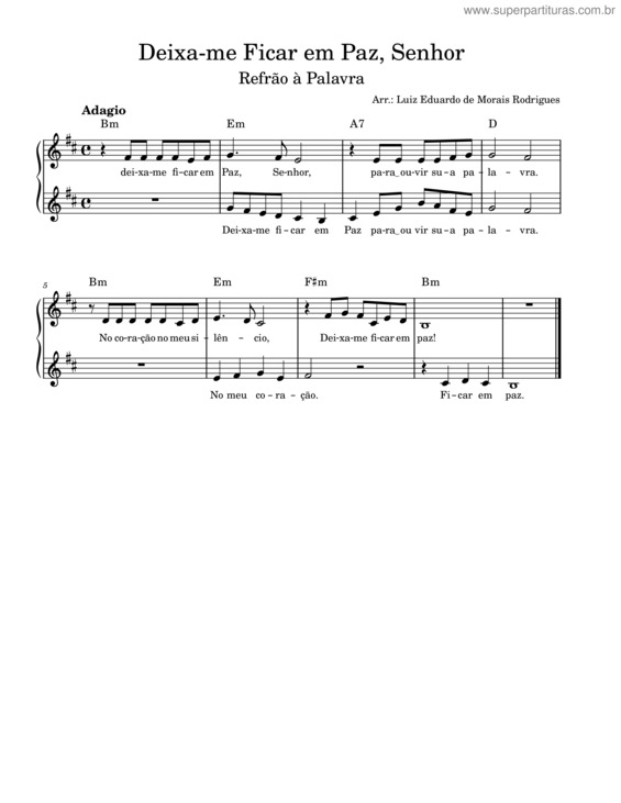 Partitura da música Deixa-Me Ficar Em Paz