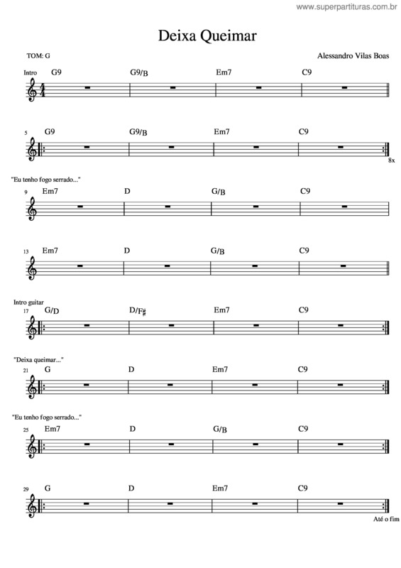 Partitura da música Deixa Queimar v.2