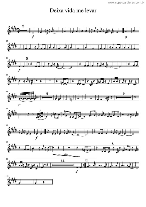 Partitura da música Deixa Vida Me Levar