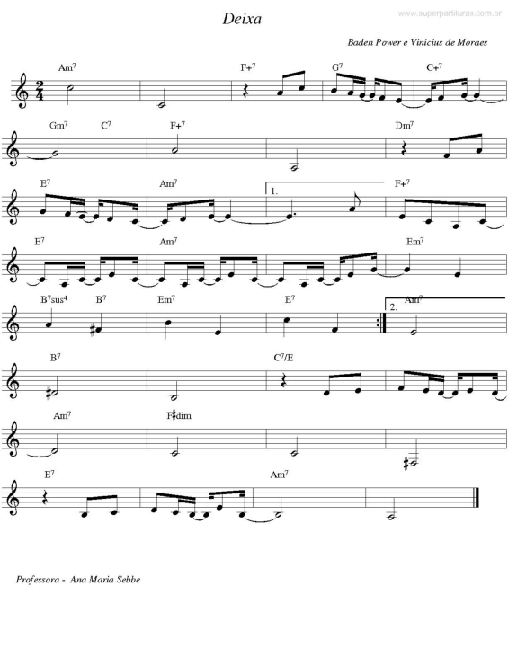 Partitura da música Deixa