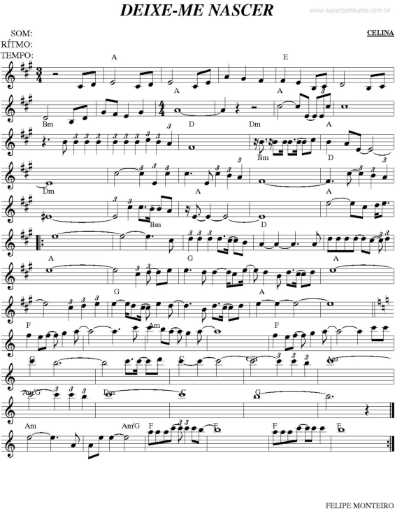 Partitura da música Deixe-me Nascer