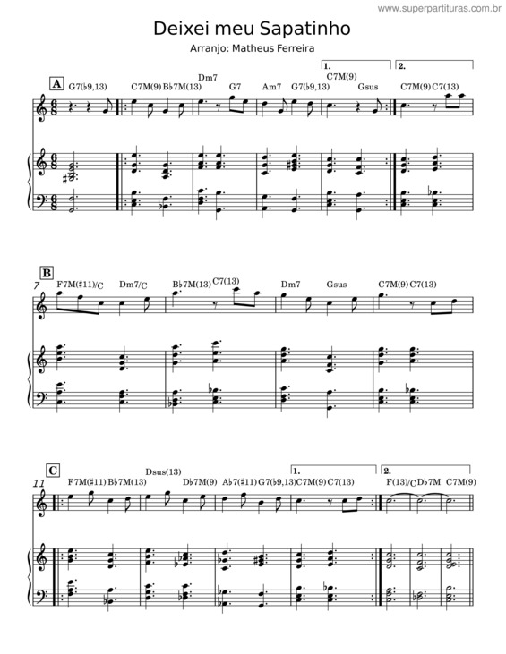 Partitura da música Deixei Meu Sapatinho v.2