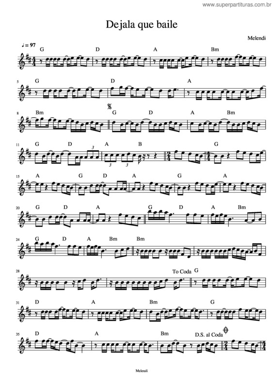 Partitura da música Dejala Que Baile