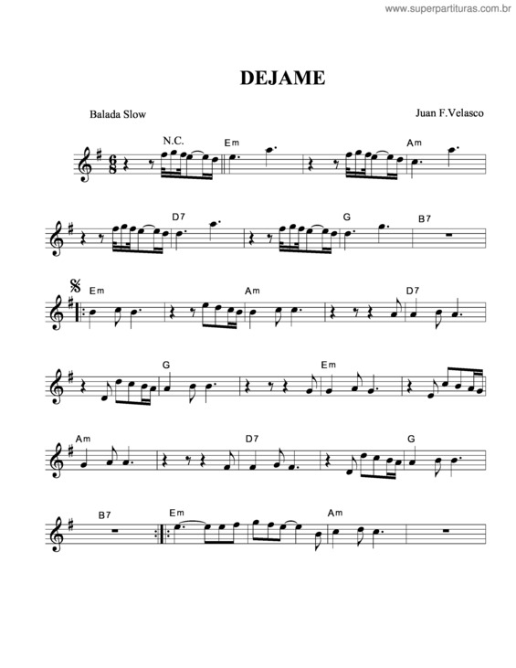 Partitura da música Dejame