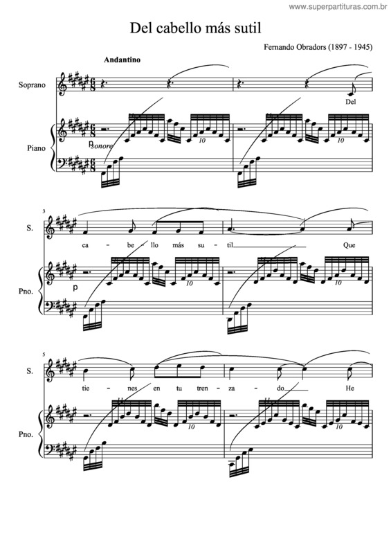 Partitura da música Del Cabello Mas Sutil