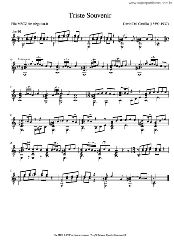 Partitura da música Del Castillo v.2