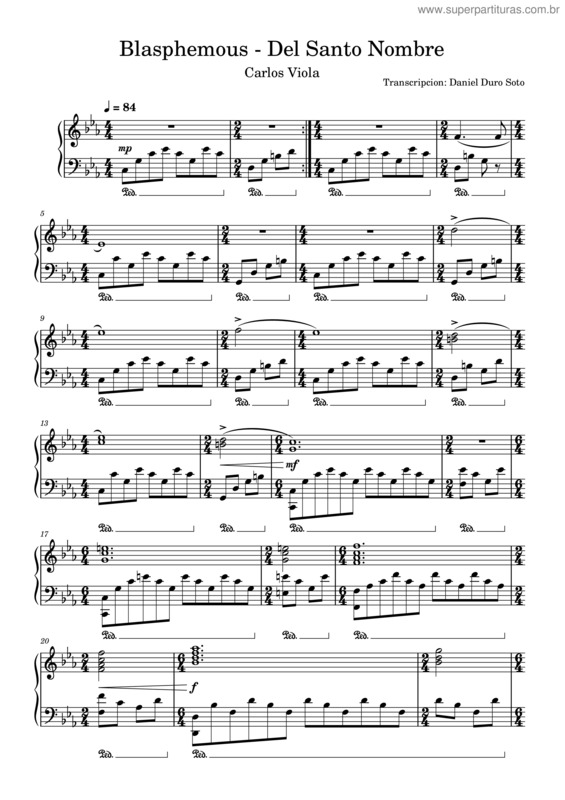 Partitura da música Del Santo Nombre – Blasphemous – Carlos Viola