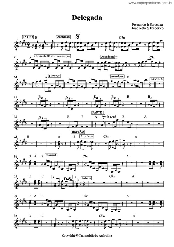 Partitura da música Delegada