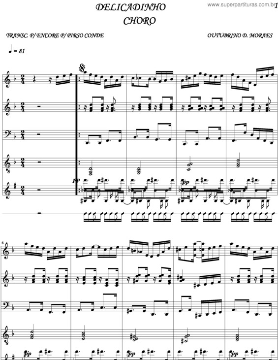 Partitura da música Delicadinho v.2