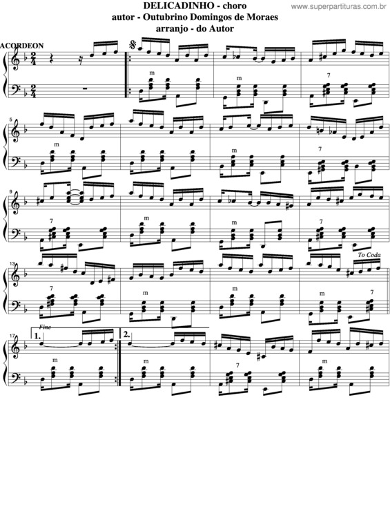 Partitura da música Delicadinho v.3