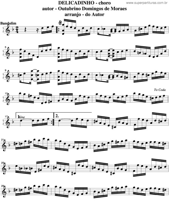 Partitura da música Delicadinho v.4