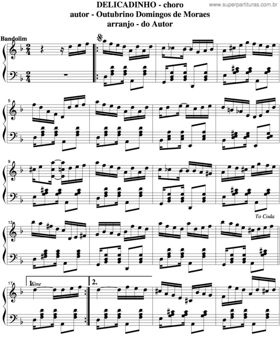 Partitura da música Delicadinho v.5