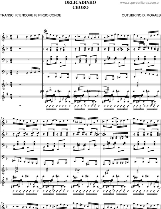 Partitura da música Delicadinho