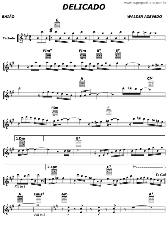 Partitura da música Delicado v.10