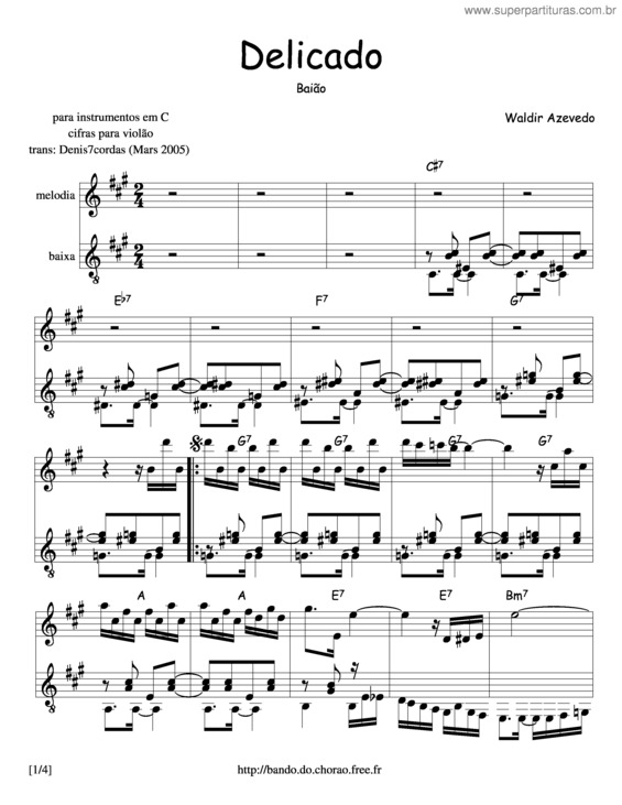 Partitura da música Delicado v.3