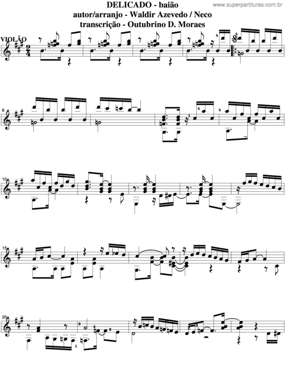 Partitura da música Delicado v.6