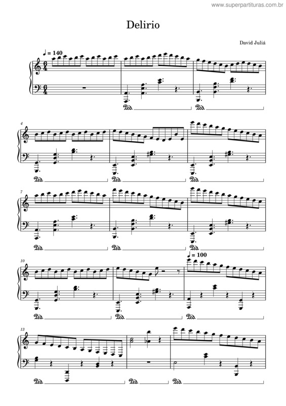 Partitura da música Delirio – David Juliá