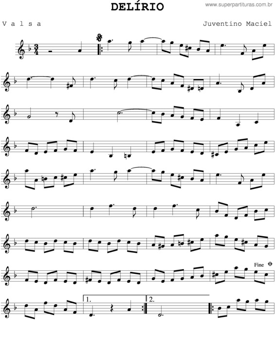 Partitura da música Delírio v.2
