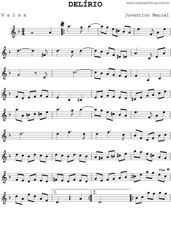 Partitura da música Delírio v.5