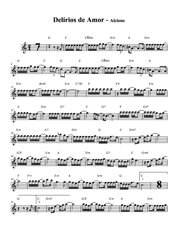 Partitura da música Delírios de Amor v.3